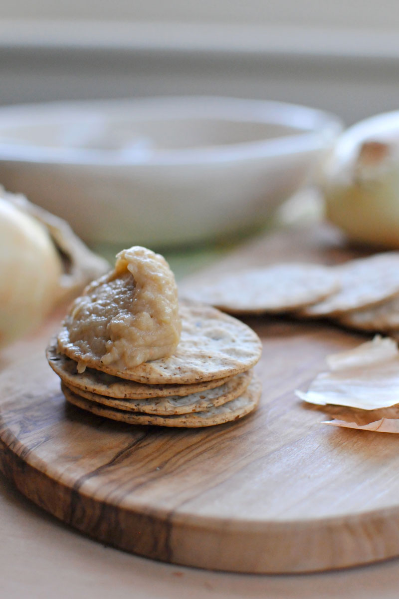 (Almost Vegan) Caramelized Onion White Bean Dip -- with vegan variation | the pig & quill