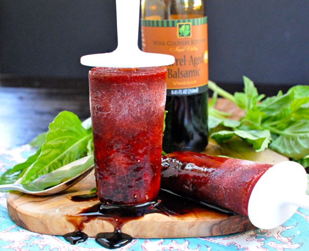 Strawberry-Basil & Balsamic Ice Pops | the pig & quill
