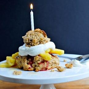 Bonus Post: Fresh Pineapple Shortcakes with Raspberry Sorbet (and a P&Q birthday)