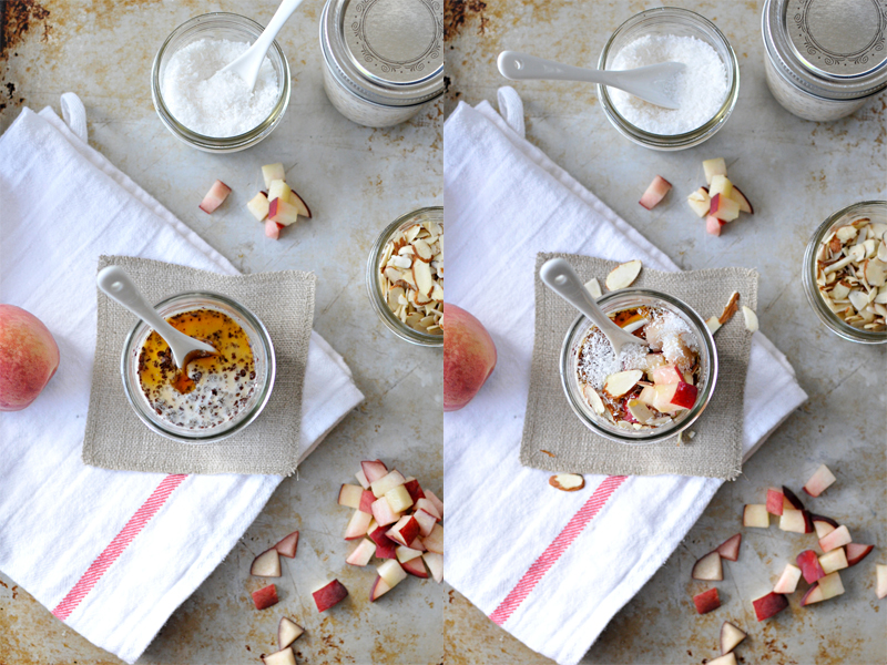 Easy Steel-Cut Overnight Oats {peaches + almonds + coconut + maple} // the pig & quill