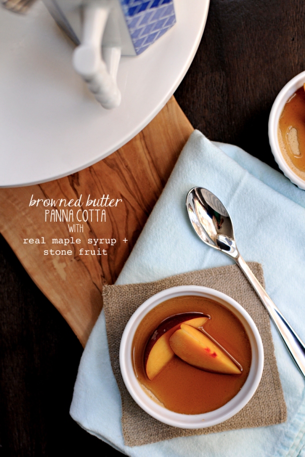 Browned Butter Panna Cotta with Maple Syrup and Stone Fruit | @efstoffel | www.thepigandquill.com